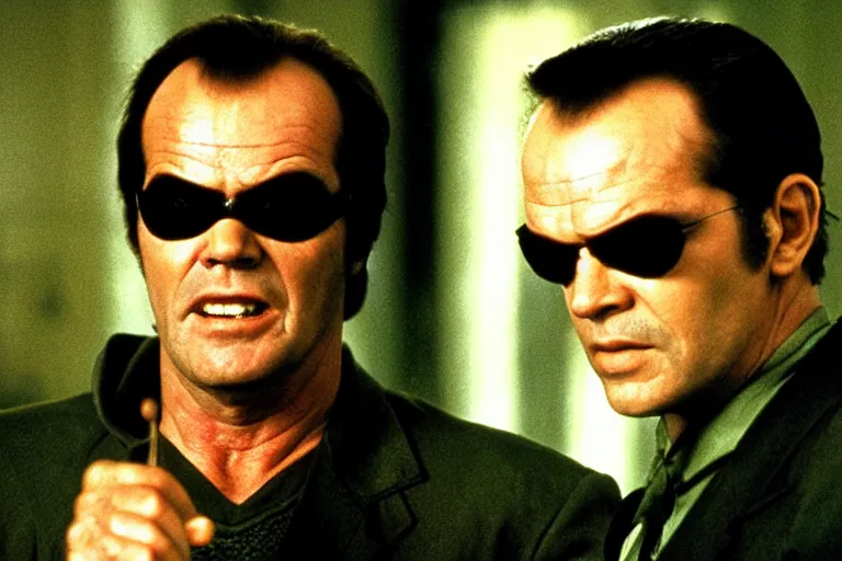 Prompt: Jack Nicholson as neo in the matrix