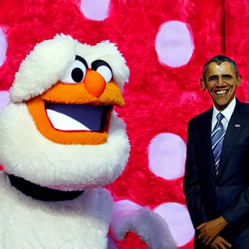 Image similar to obama meets elmo