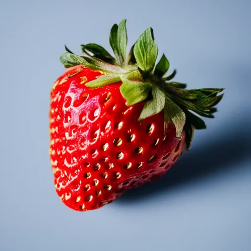 Image similar to high quality presentation photo of a strawberry made of gold, photography 4k, f1.8 anamorphic, bokeh, 4k, Canon, Nikon