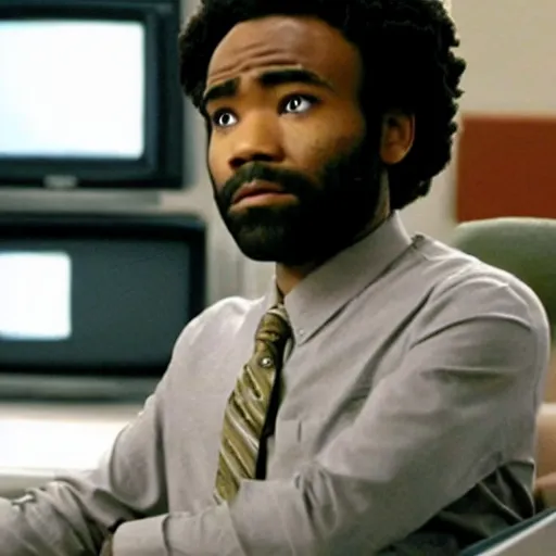 Image similar to a tv still of donald glover starring in the office ( 2 0 0 5 )