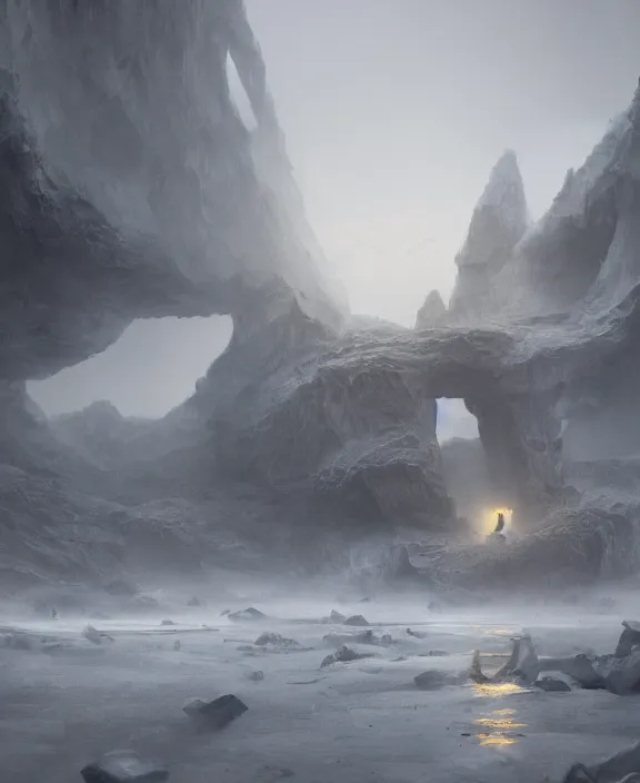 Prompt: surreal epic, masterpiece, romantic prometheus horizontal white exploration base, ochre ancient palette, building architecture by ruan jia, futuristic, blame, white architecture in the beach in iceland, foggy, highly detailed, digital painting, arstation, concept art, hyperealistic octane render, unreal engine