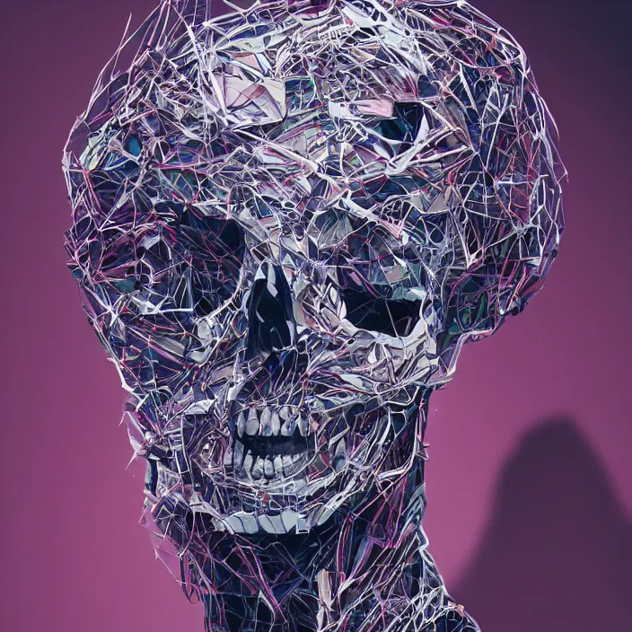 Image similar to portrait of charlize theron as a skull in a suit. intricate abstract. intricate artwork. nightmare fuel. by Tooth Wu, wlop, beeple, dan mumford. octane render, trending on artstation, greg rutkowski very coherent symmetrical artwork. cinematic, hyper realism, high detail, octane render, 8k, iridescent accents