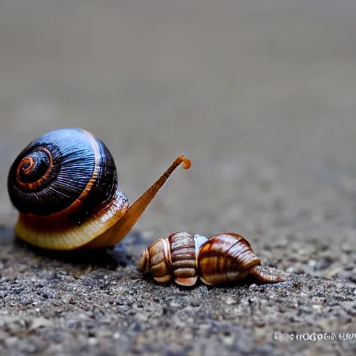 Prompt: snail, EOS-1D, f/1.4, ISO 200, 1/160s, 8K, RAW, unedited, symmetrical balance, in-frame
