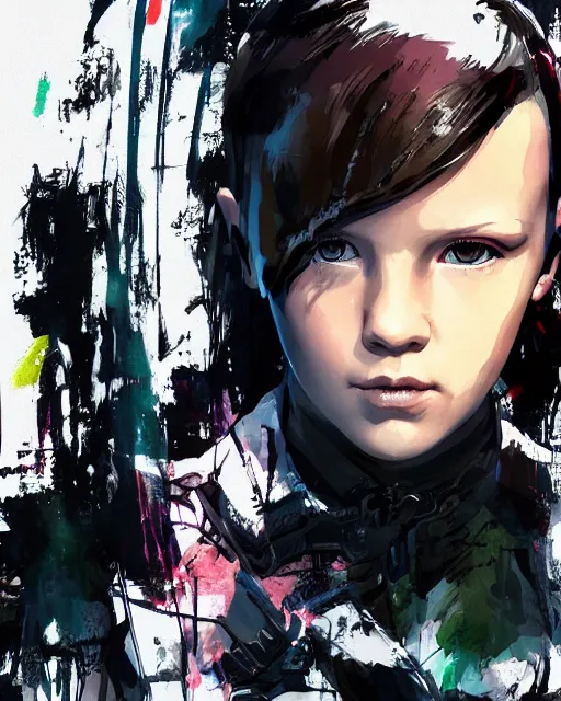 Image similar to millie bobby brown by yoji shinkawa, octane render