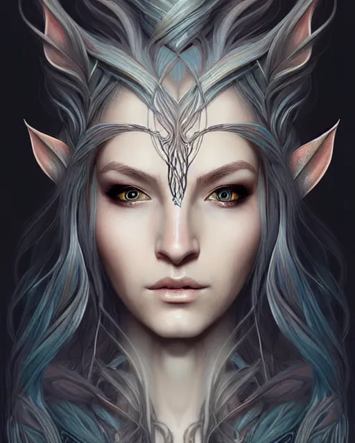 digital art, centered portrait elven with short haire, | Stable ...