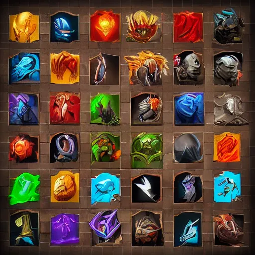 Image similar to moba skill icons, hand painted, dark fantasy, high contrast, hd