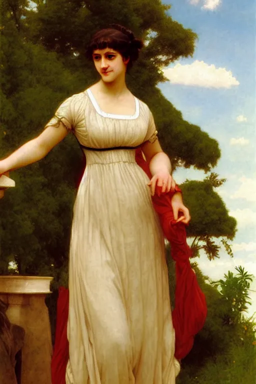 Image similar to jane austen in a greec - style dress, painting by rossetti bouguereau, detailed art, artstation