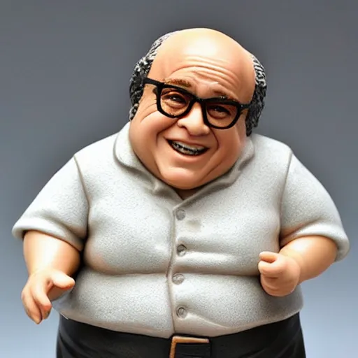 Prompt: Danny Devito as a cute Precious Moments porcelain figurine