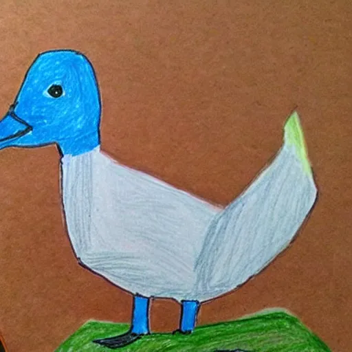 Prompt: a kids drawing of a goose