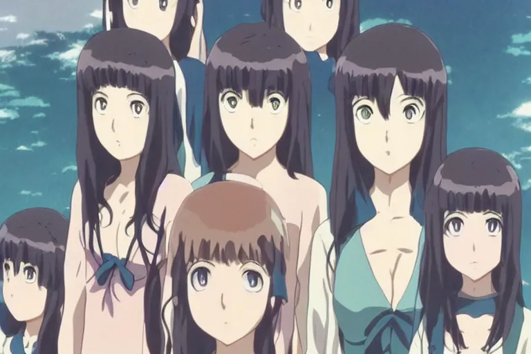 Image similar to pretty!!!! anime women with symmetric!!!! faces looking disgusted!!!!! at the viewer, by makoto shinkai, studio ghibli