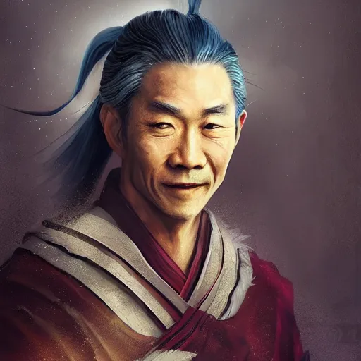 Prompt: portrait painting of a 6 0 year old kind handsome taoist priest, like zun long, silver ponytail hair, amiable by wenjun lin, irakli nadar, bright colors, octopath traveler, wenjun lin, unreal engine 5 highly rendered, global illumination, radiant light, detailed and intricate environment