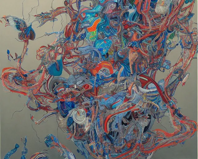 Image similar to this painting http://www.rleveille.com/uploads/8/3/1/7/8317777/682548_orig.jpg as an artwork by James Jean