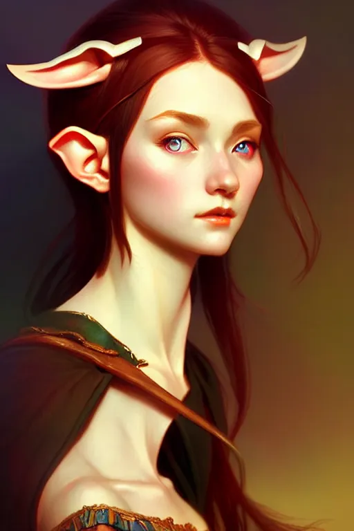 Image similar to beautiful young elf, highly detailed, digital painting, artstation, sharp focus, illustration, art by tan zi and ayanamikodon and alphonse mucha and wlop