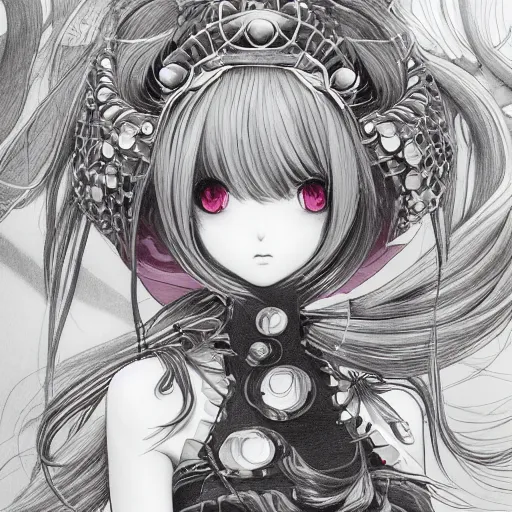 Prompt: an anime worm princess, beautiful shadowing, 3 d shadowing, reflective surfaces, illustrated completely, 8 k beautifully detailed pencil illustration, extremely hyper - detailed pencil illustration, intricate, epic composition, very very kawaii, masterpiece, bold complimentary colors. stunning masterfully illustrated by takeshi murakami