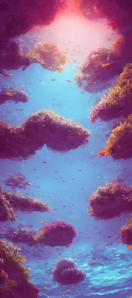 Image similar to underwater paradise, digital painting, artstation
