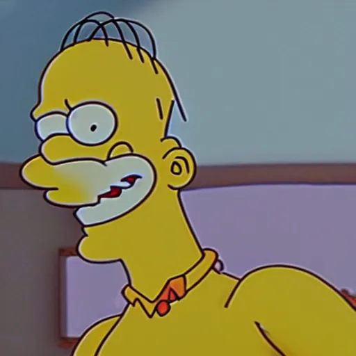 Prompt: a realistic 35mm lense photograph of Homer Simpson as the Joker, with smile, 2008 4k, cinematic