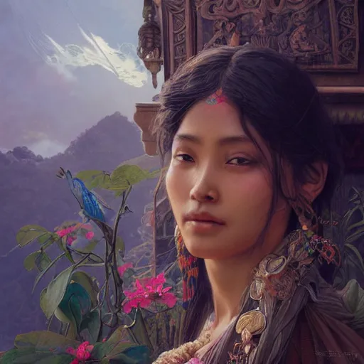 Image similar to nepali woman, ultra realistic, concept art, intricate details, highly detailed, photorealistic, octane render, 8 k, unreal engine. art by artgerm and greg rutkowski and alphonse mucha