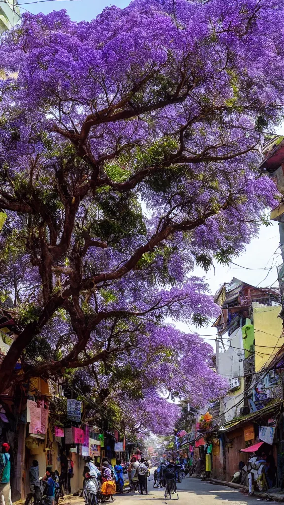 Image similar to jacaranda trees in kathmandu city streets