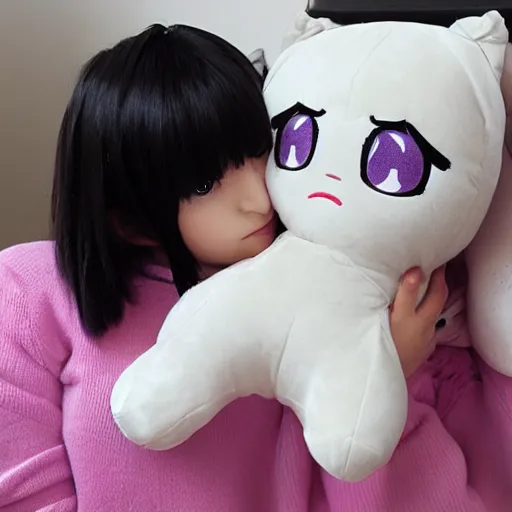 Prompt: cute fumo plush of a girl who spends too much time on the internet, anime character