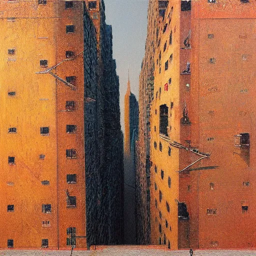 Prompt: new york city beksinski style painting