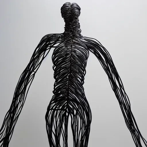 Prompt: wire sculpture of the human vascular system, realistic