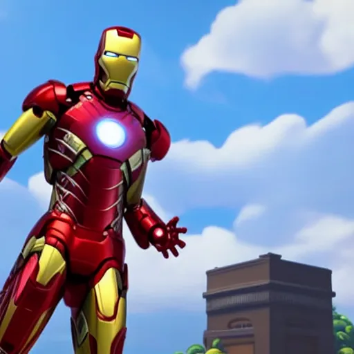 Prompt: Film still of Iron Man, from Animal Crossing: New Horizons (2020 video game)