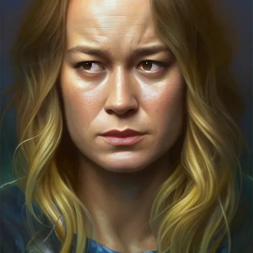 Image similar to portrait painting of brie larson as a skrull, ultra realistic, concept art, intricate details, eerie, highly detailed, photorealistic, octane render, 8 k, unreal engine. art by artgerm and greg rutkowski and charlie bowater and magali villeneuve and alphonse mucha