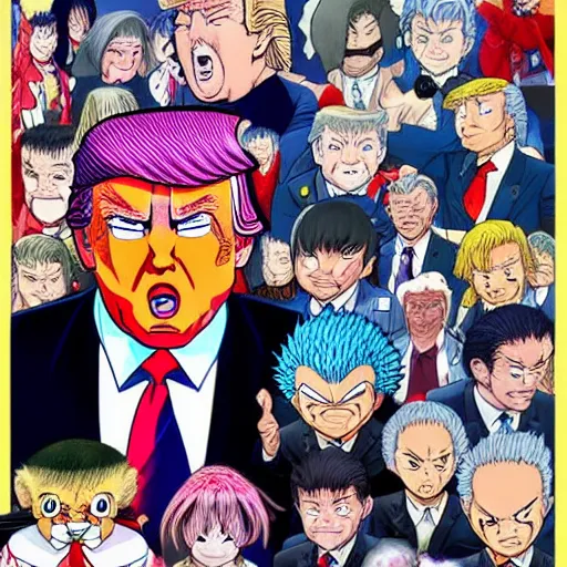 Prompt: donald trump in the style of akira toriyama, anime, finely detailed, character