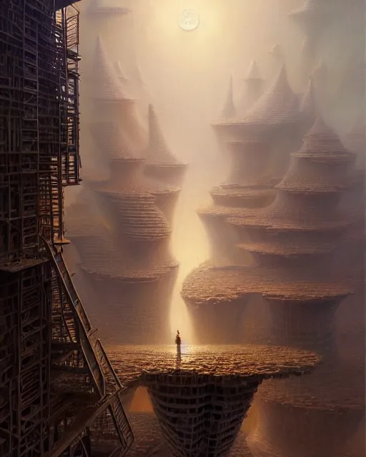 Image similar to a hyper - detailed 3 d render like a oil painting of the construction of a worldview, surrealism!!!!! surreal concept art, lifelike, photorealistic, digital painting, aesthetic, smooth, sharp focus, artstation hd, by greg rutkowski, bruce pennington, valentina remenar and asher duran,