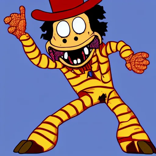 Image similar to freddy kreuger in the style of john kricfalusi