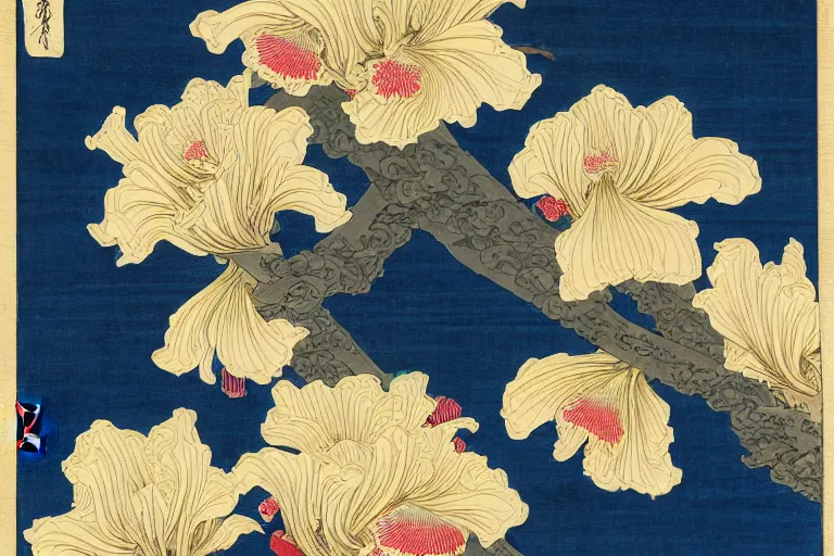 Prompt: a beautiful and hyperdetailed ukiyo - e drawing of tangled irises by katsushika hokusai, in style by utagawa kuniyoshi and utagawa hiroshige, japanese print art, intricate, elegant, fine, complex, chinese drawings 4 k