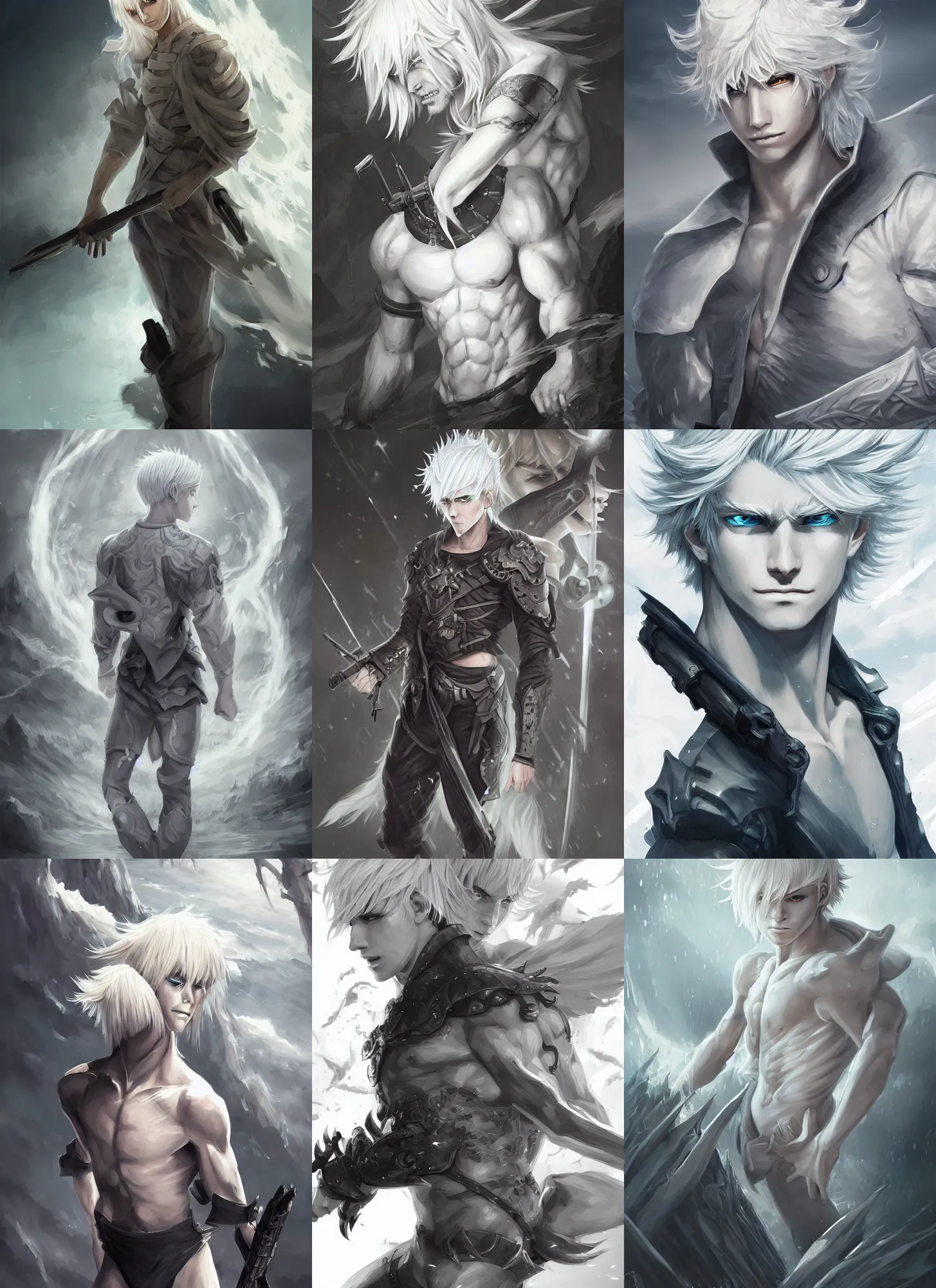 Prompt: beautiful soldier young teenage male boy walking on water, platinum blonde long hair, white shiny skin, demonic eyes, low fantasy, extremely detailed, sharp focus, smooth, digital illustration, by rossdraws, frank franzzeta, sakimichan