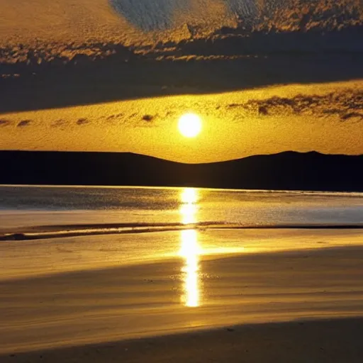 Image similar to the night sun illuminates the shores of the sea desert