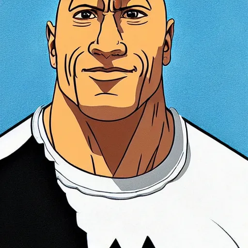 Image similar to A portrait of Dwayne Johnson by Studio Ghibli