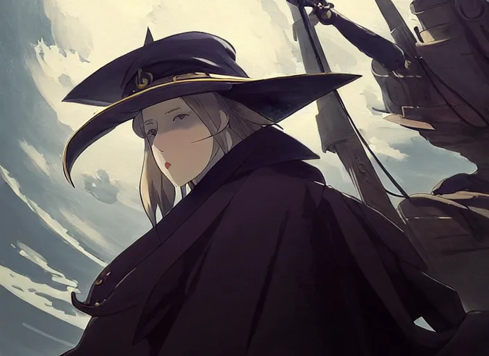 Image similar to portrait of lady maria, helm of second world war warship in background, illustration concept art anime key visual trending pixiv fanbox by wlop and greg rutkowski and makoto shinkai and studio ghibli and kyoto animation, symmetrical facial features, shoulder eyes, astral witch clothes, dieselpunk, realistic anatomy, gapmoe yandere grimdark, volumetric lighting, backlit