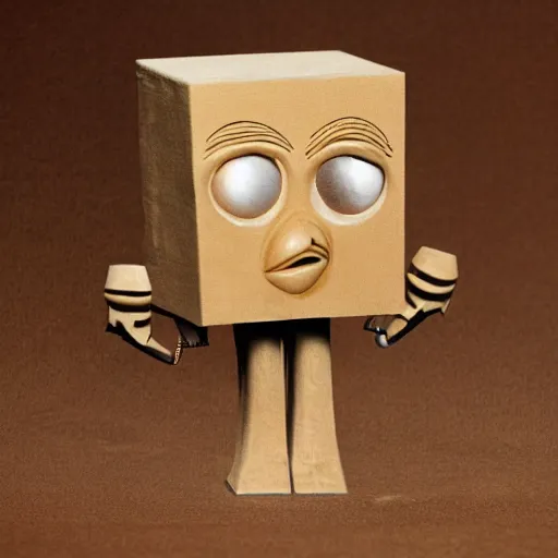 Image similar to a tall mechanical alien with beige skin and a cube head