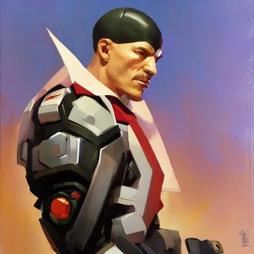 Image similar to Greg Manchess portrait painting of Professor X as Overwatch character, medium shot, asymmetrical, profile picture, Organic Painting, sunny day, Matte Painting, bold shapes, hard edges, street art, trending on artstation, by Huang Guangjian and Gil Elvgren and Sachin Teng