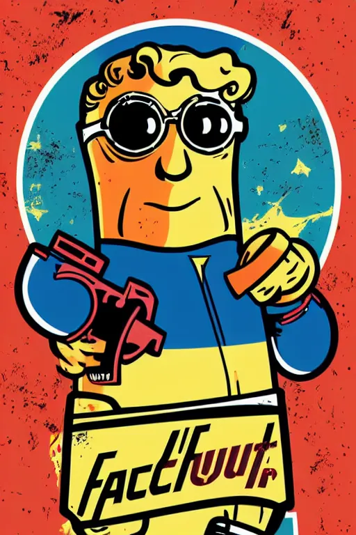 Image similar to fallout 7 6 retro futurist illustration art by butcher billy, sticker, colorful, illustration, highly detailed, simple, smooth and clean vector curves, no jagged lines, vector art, smooth andy warhol style