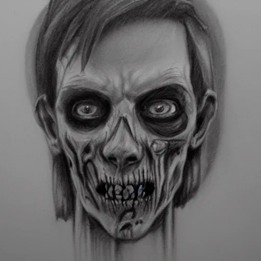 Image similar to pencil sketch of a zombie portrait