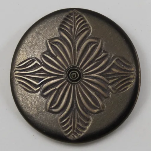 Prompt: japanese tsuba with a flower motive