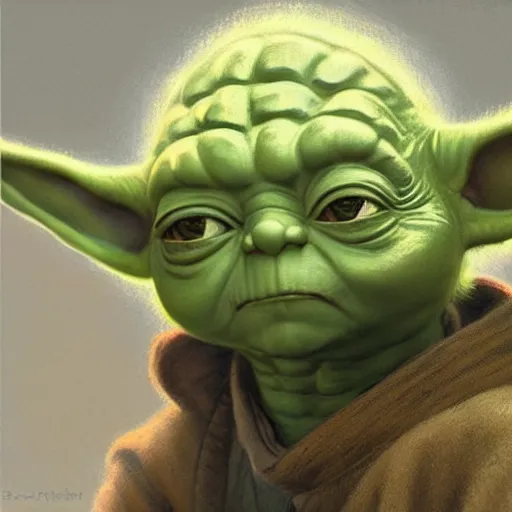 Image similar to Yoda looking at the camera, sharp image, 4k, art by Donato Giancola and Bayard Wu, digital art, trending on artstation