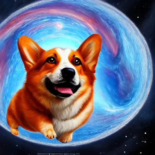 Prompt: all of the planets revolving around a giant Corgi, beautiful, oil on canvas, intricate, 8k highly professionally detailed, HDR, CGsociety