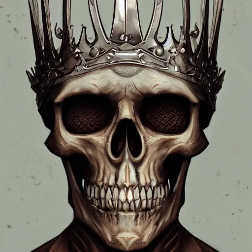 Prompt: Portrait of a skeleton king, digital art, artstation, detailed, realistic