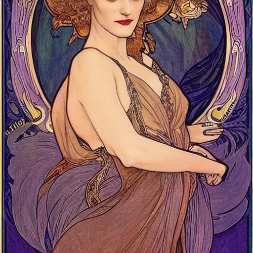 Prompt: eva green, mucha style, art nouveau,