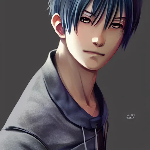 Image similar to a cool japanese anime boy with wounded face, short silver grey hair, blue eyes, round face, calm eyes, like a character in River City Ransom, medium shot, medium shot, height Realistic Details, Trending on pixiv, Unreal Engine 4k, Stanley Artgerm Lau, WLOP, Rossdraws, James Jean, Marc Simonetti