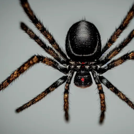 Image similar to a beautiful high - quality photo of a large spider sitting in the center of its web, studio lighting, 8 k