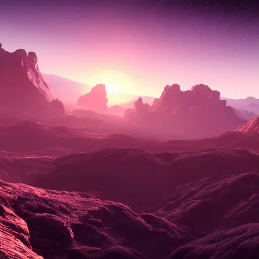 Prompt: fantastic landscape on a distant planet high resolution beautiful lighting soft colors unreal engine 4 k wallpaper