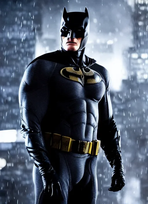 Image similar to film still of Dolph Lundgren as Bruce Wayne in The Batman 2022, 4k