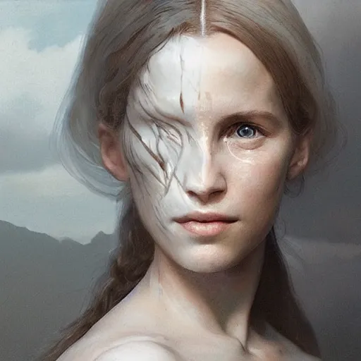 Image similar to a white and a brown woman merging together over time by greg rutkowski, hyperrealist, cinema 4 d, sicodelica, rendering unreal engine 5 digital art