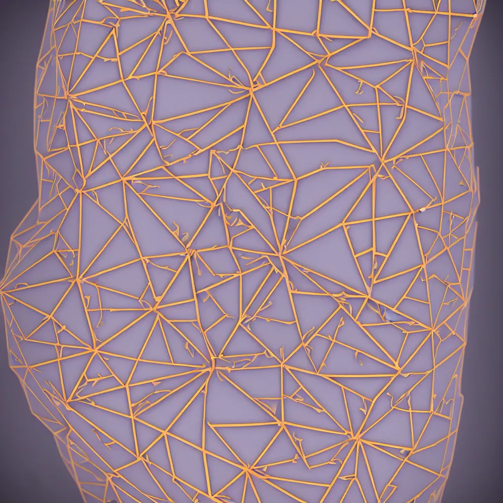 Image similar to a single close up photo - real delicate ceramic porcelain sculpture of an ornate abstract geometric figures detailed in front of an intricate background by mondrian, backlit lighting, subsurface scattering, translucent, thin porcelain, octane renderer, colorful, physically based rendering,